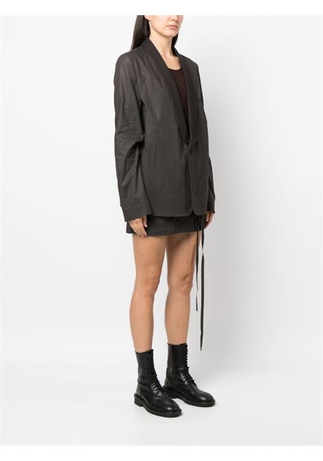 Dark brown oversized waxed single-breasted blazer - women ANN DEMEULEMEESTER | 2301WJAL33FA252068